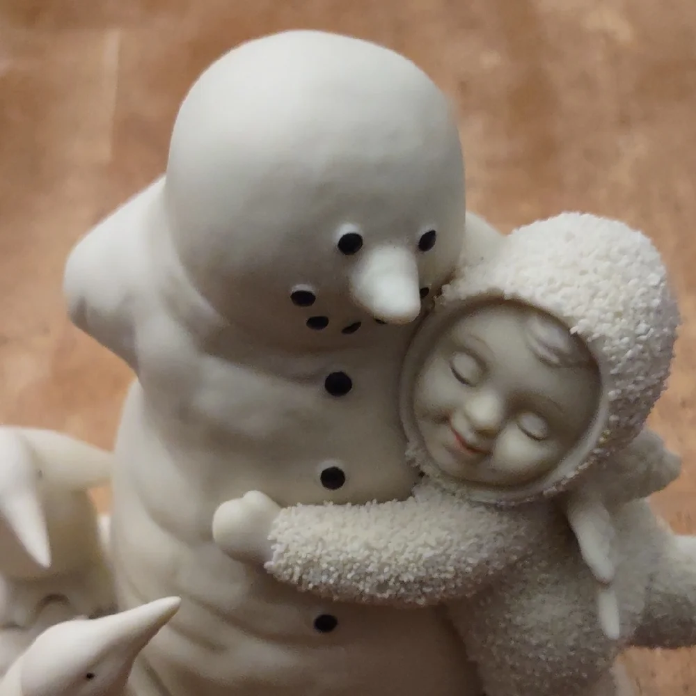 Department 56 Ivory Snowman with Child and Penguins 